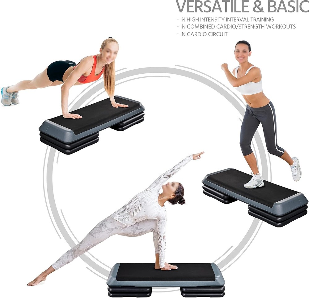 Aerobic Stepper, 4-6-8in -Height Adjustable Aerobic Exercise Step Platform