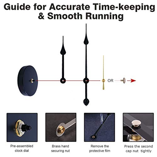 2 Pair Hands 3D Clock Movement DIY Large Wall Clock Quartz Clock Black-gold