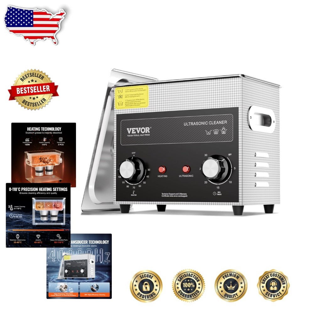 Professional 3L Sonic Cleaner, 120W Digital Heater & Timer, 40kHz Deep Clean,...
