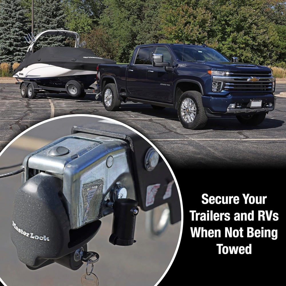 Master Lock 379ATPY Universal Trailer Hitch Lock, Black