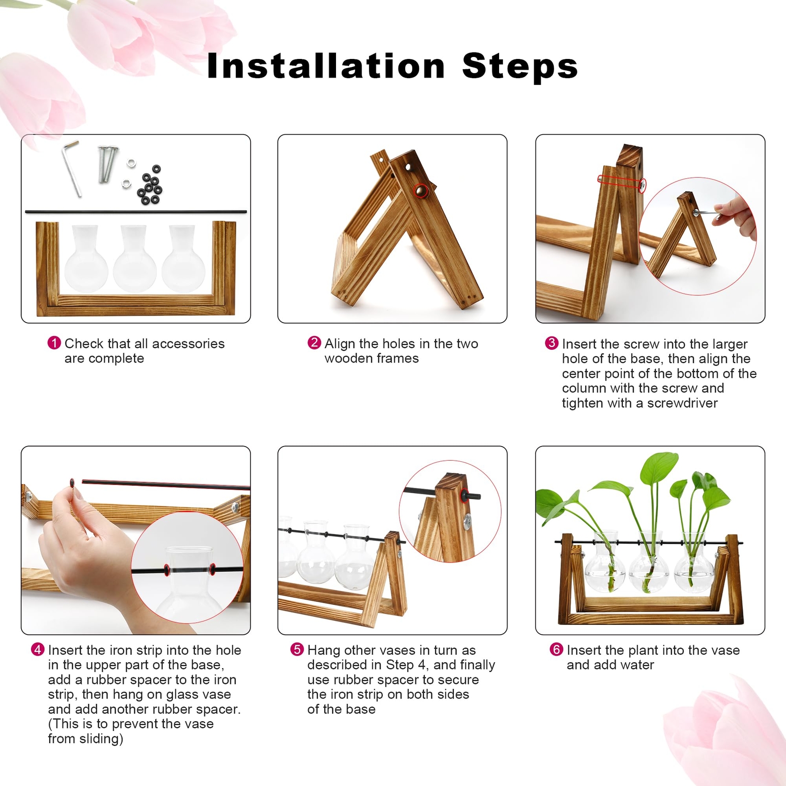 Plant Propagation Station with Wooden Stand for Home Office Decorations 3 Bulb