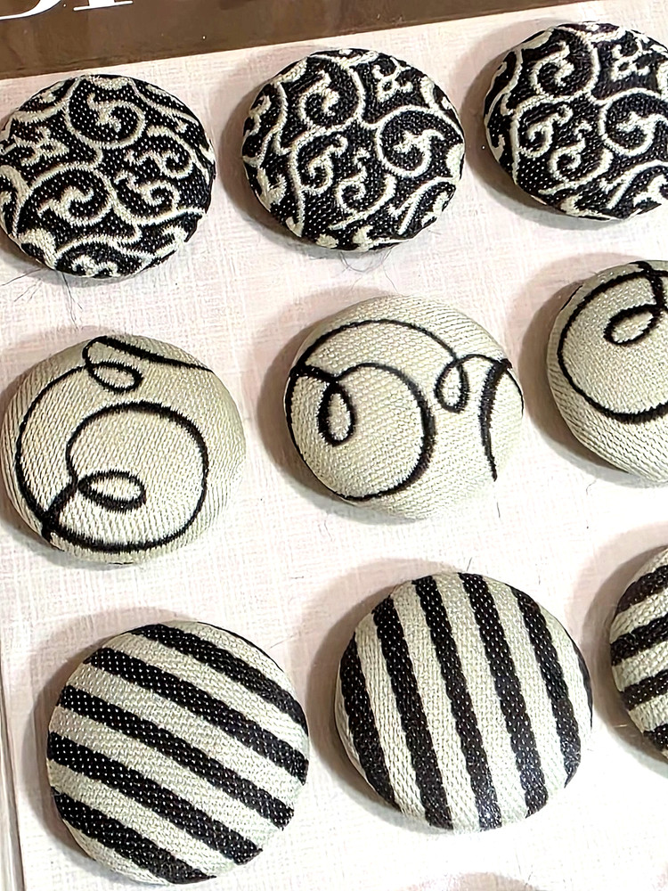 Gartner Studios BRIDES Self-Adhesive Black Fabric-Covered BUTTONS - 18 ct