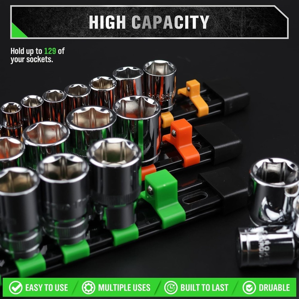 SWANLAKE 9PCS Adjustable Socket Organizer - 1/4