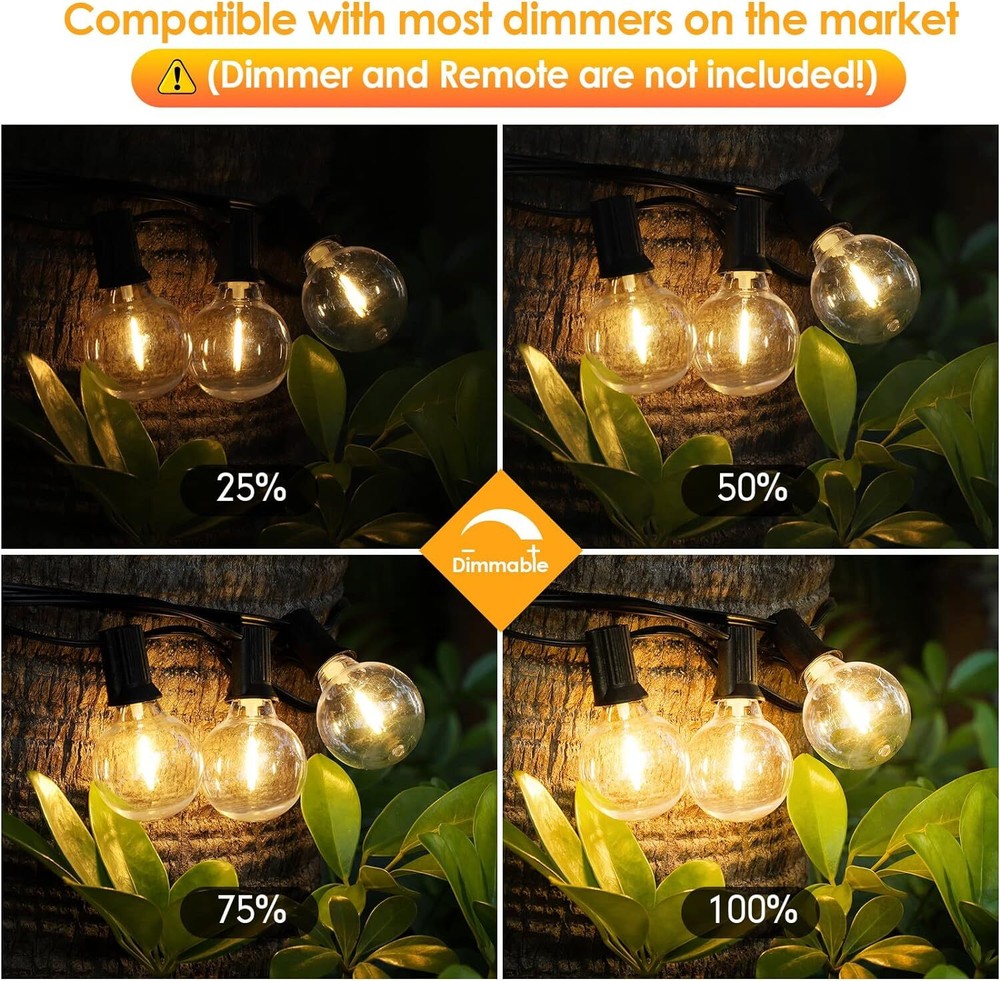 Solar String Lights - 100Ft LED Outdoor String Lights - Shatterproof, Waterproof