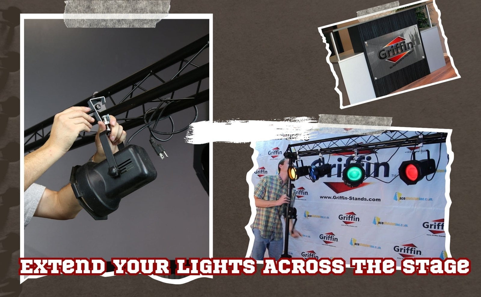 3-PACK Stage Mount Triangle Truss Extension by GRIFFIN | 5Ft DJ Stage Lights