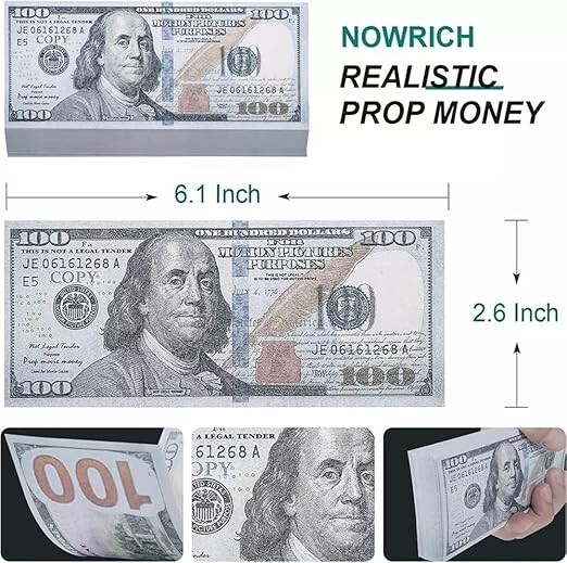 $100 Dollar Bills Prop Motion Picture Money $10,000 Dollars Total FAKE USA SHIP