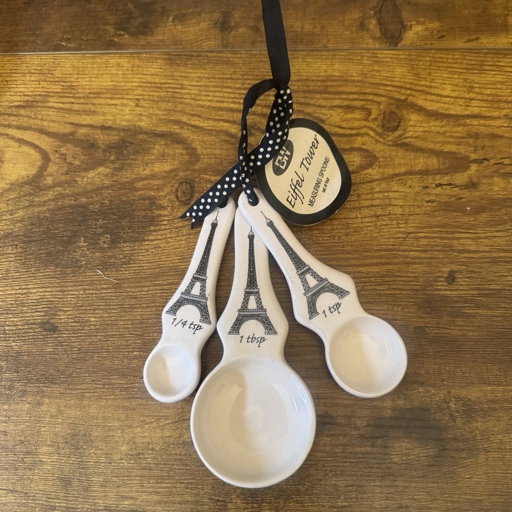 Boston Warehouse Eiffel Tower Ceramic Measuring Spoons Paris Decor 3 Pc Set