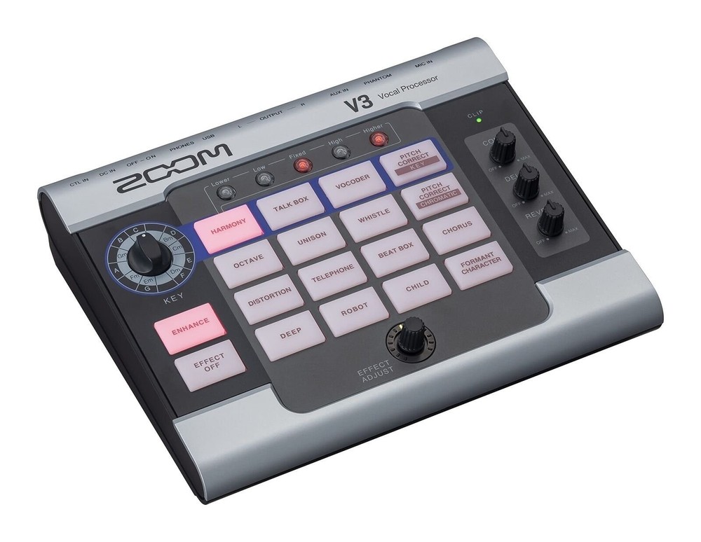 Zoom V3 Vocal Processor, Harmony, Pitch Correction, Reverb, Delay, 16 Studio ...