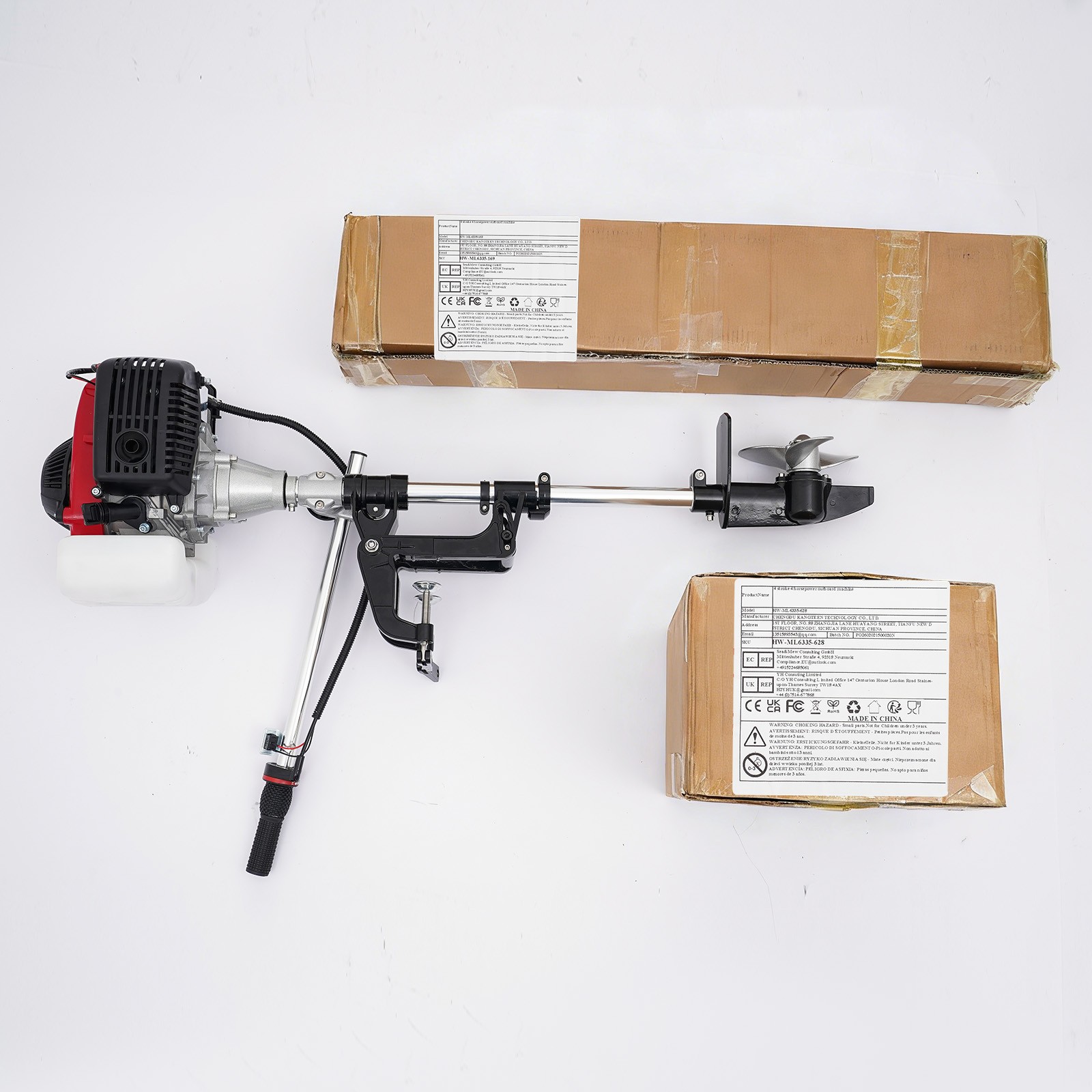 HANGKAI 53.2 cc 4HP 4-Stroke Outboard Engine Boat Motor w/ Air Cooling System