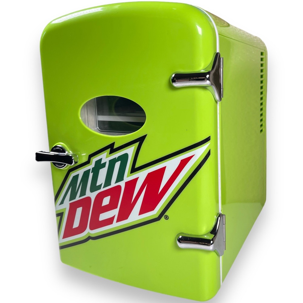 Mountain Dew MIS134MD-B Mini Portable Compact Personal Fridge Cooler 6 Can Cap