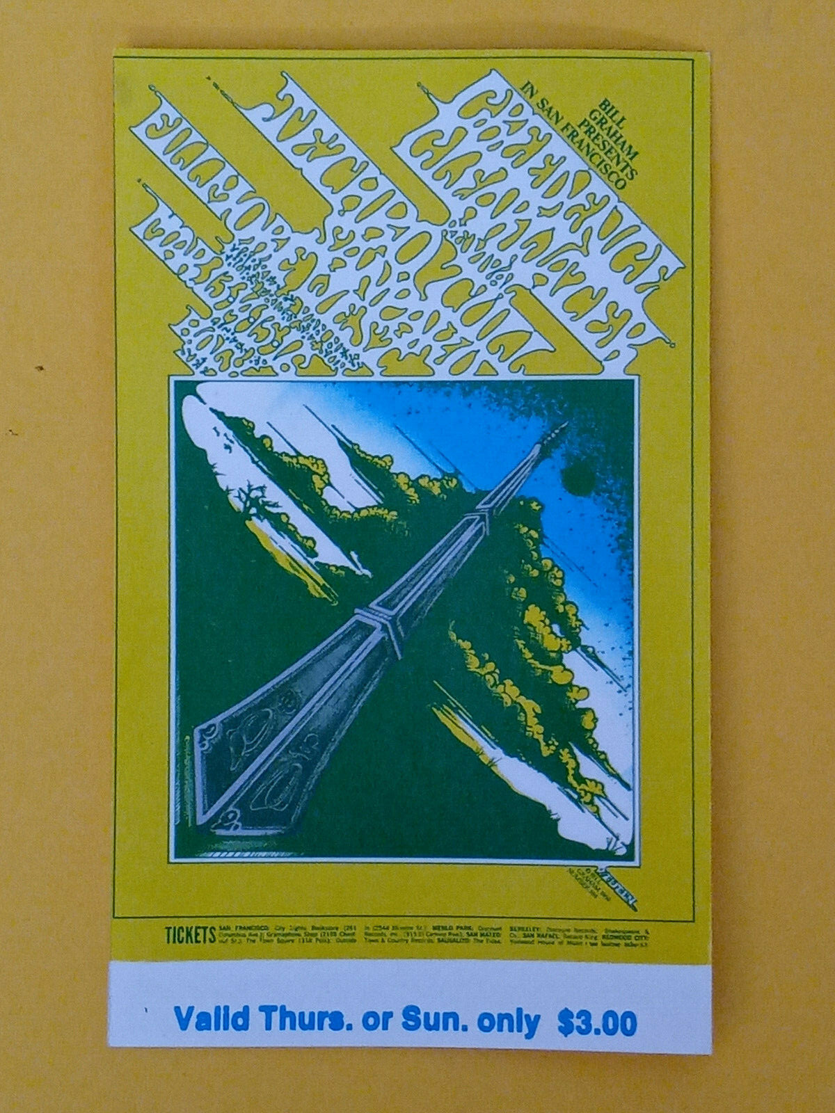 CrEEdence CLearWater ReViVaL Jetho TuLL BG164 BiLL Graham FiLLmore ThurS. Ticket