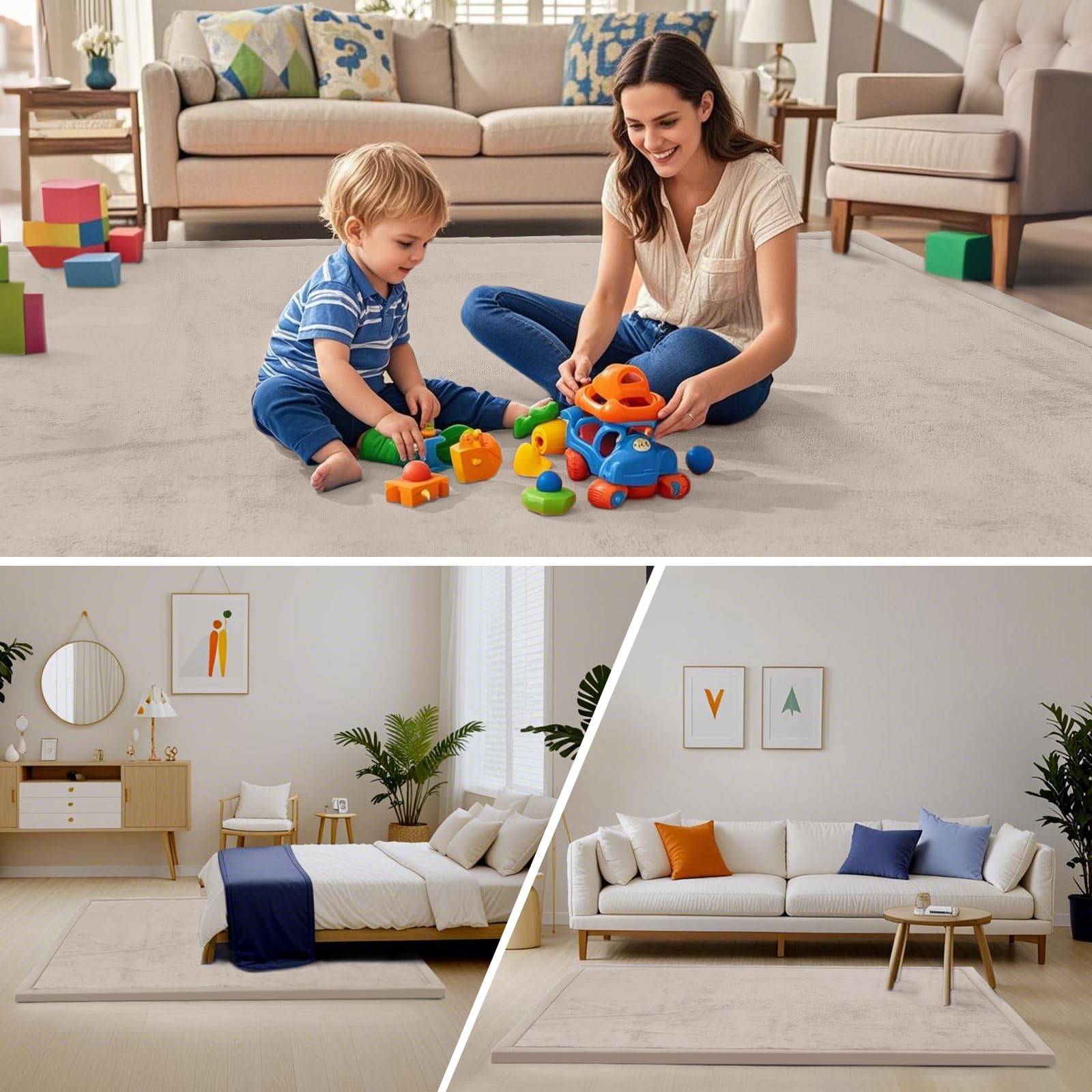 59x79in Baby Play Mat for Crawling,kids,Non slip Thick Memory Foam Nursery Rug