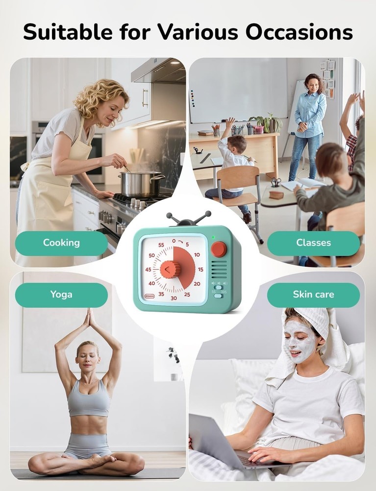 Visual Timer for Kids with Pause Function, 60-Minute Countdown Timers for Cla...