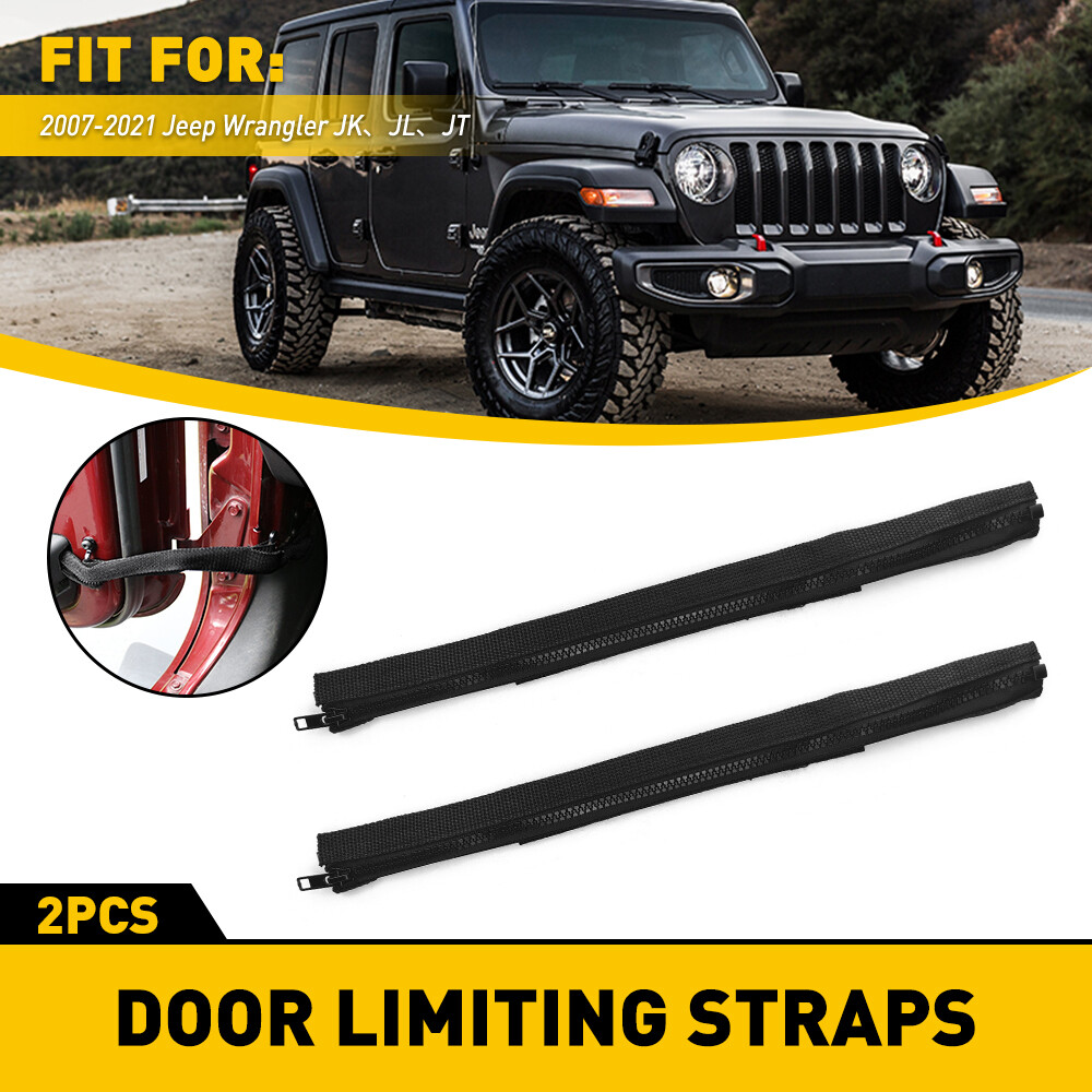 Door Limiting Straps for Jeep JK Wrangler JKU Door Strap with Zipper Black 2Pcs