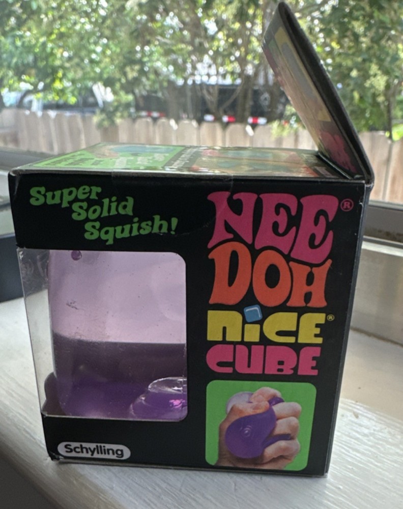 Schylling Nee Doh Super Solid Squish Tear-Resistant Purple Nice Cube