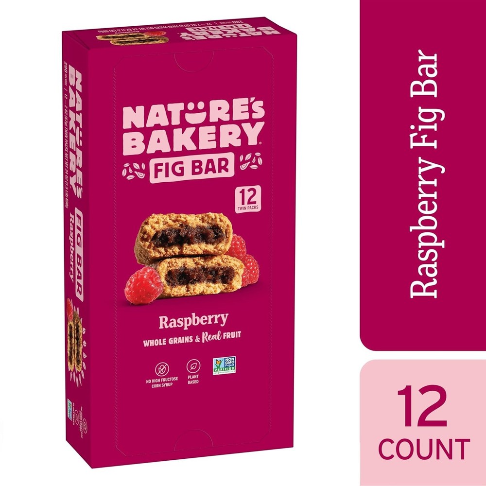Nature’s Bakery Whole Wheat Fig Bars, Raspberry, Real Fruit, , Non-GMO, Snack...