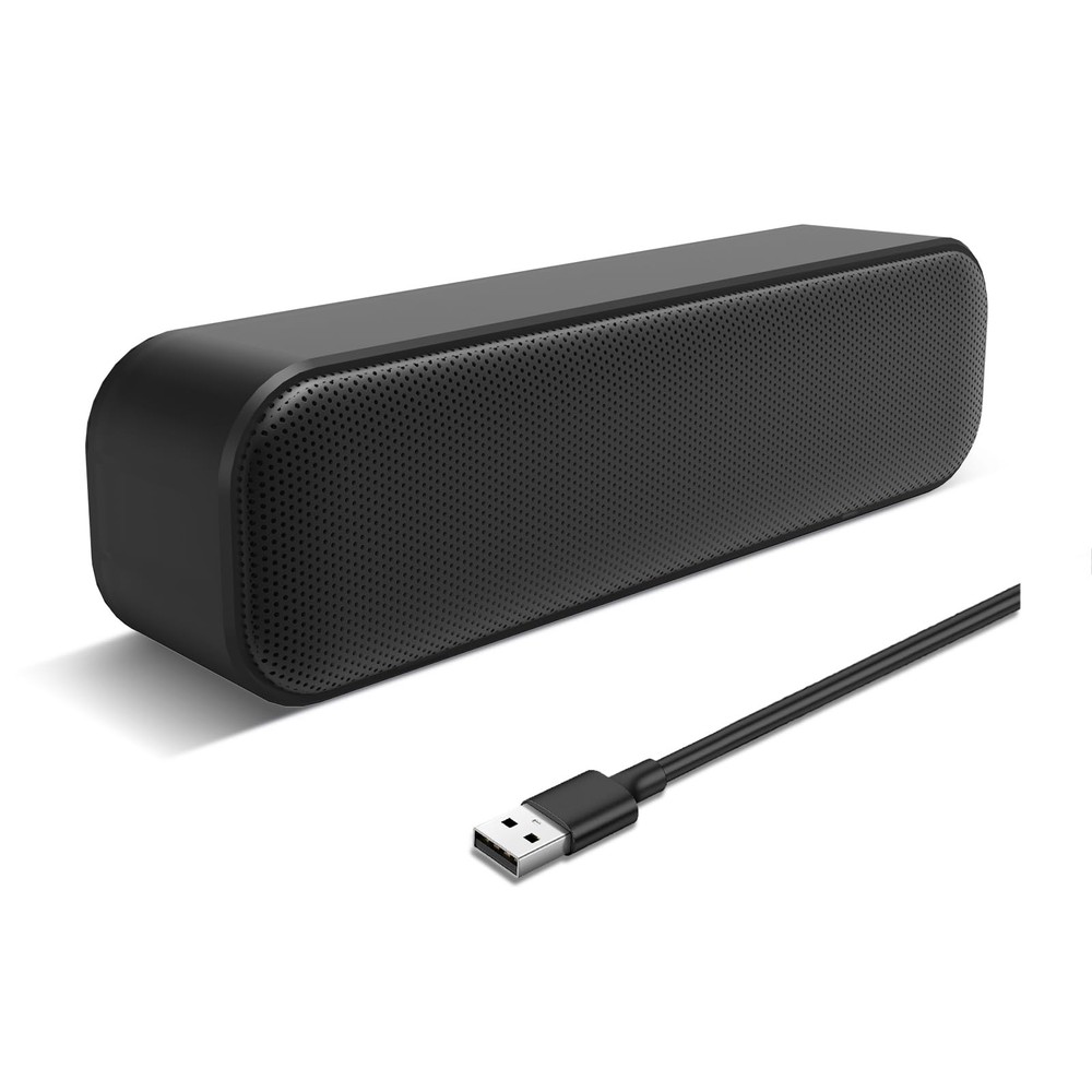 USB Computer Speaker for Desktop, Powered, Plug and Play, B, Black