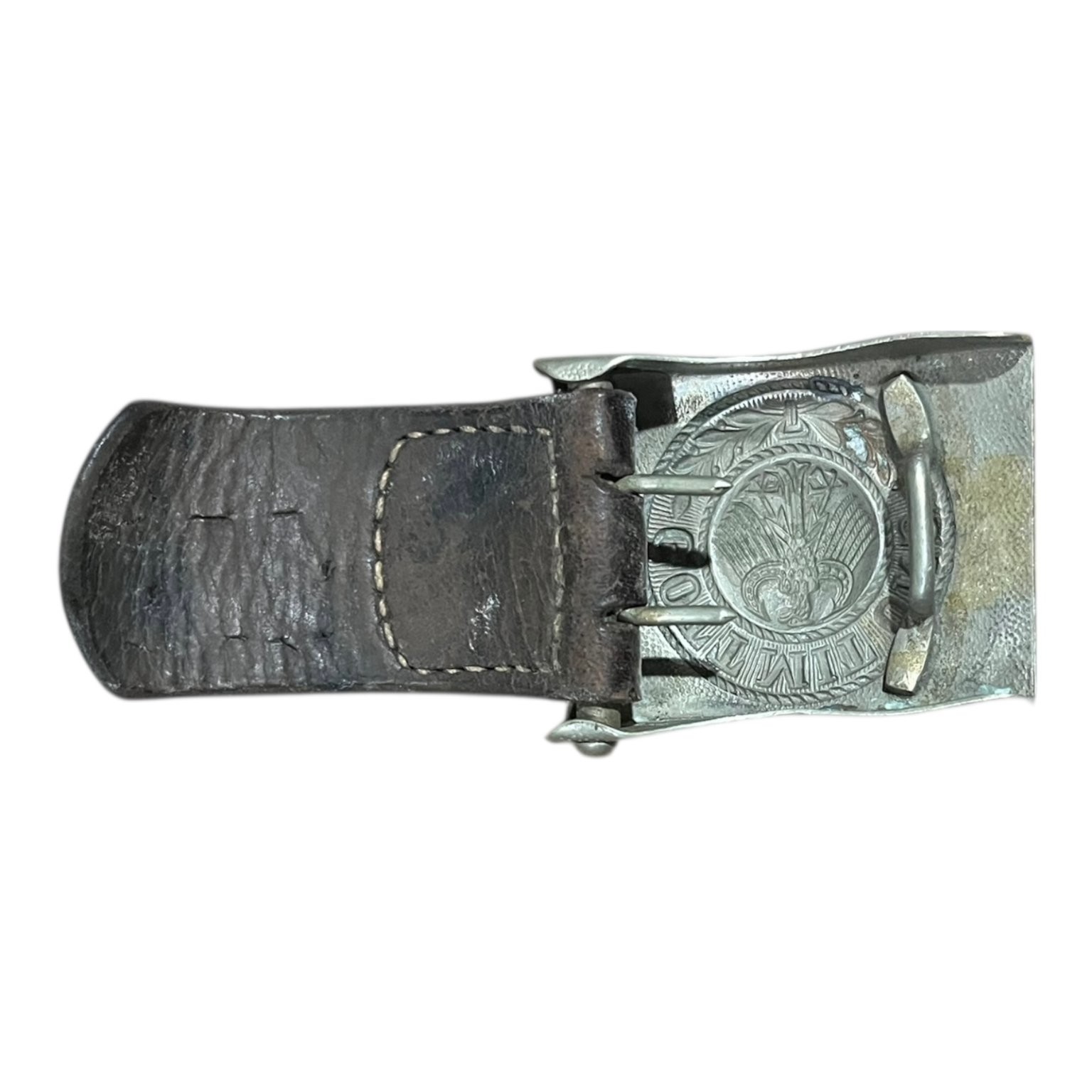 Antique 1935 German Weimar Republic Belt Buckle Gott Mit Uns Eagle w Belt Piece