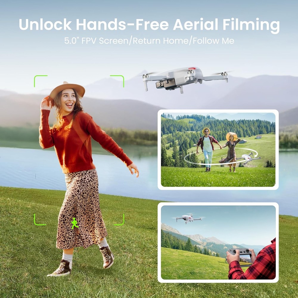 Drone with EIS 4K Camera for Adults, GPS Drone with 5.0" Screen on Controller, 7