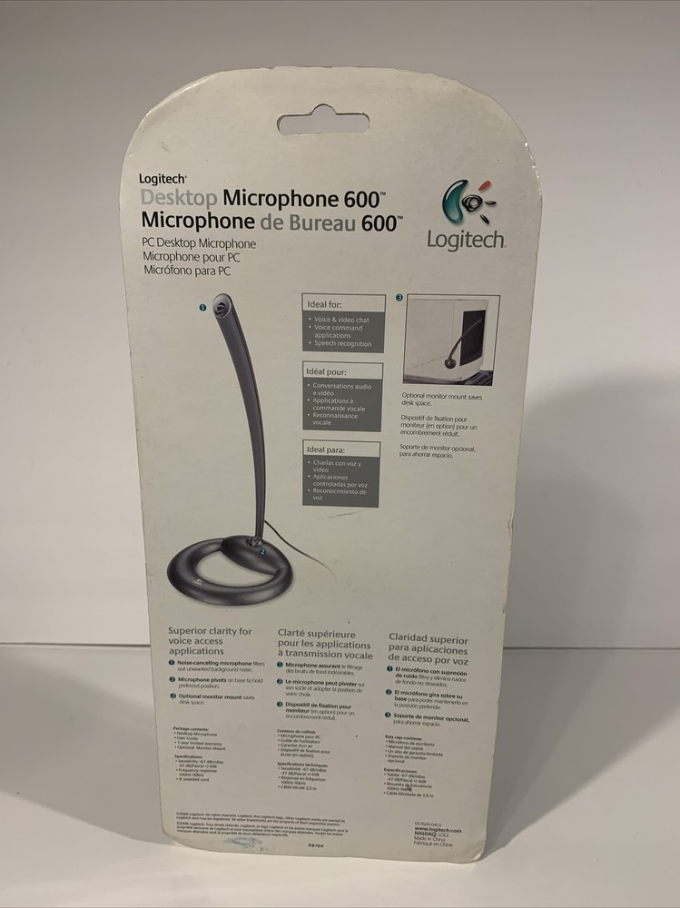 Logitech 980463-0403 Desktop Wired Consumer Microphone 600 Skype Certified