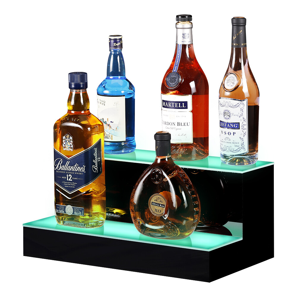 MESAlLUP 16 Inch 3 Tier LED Lighted Liquor Bottle Display Shelf Lighting Bar