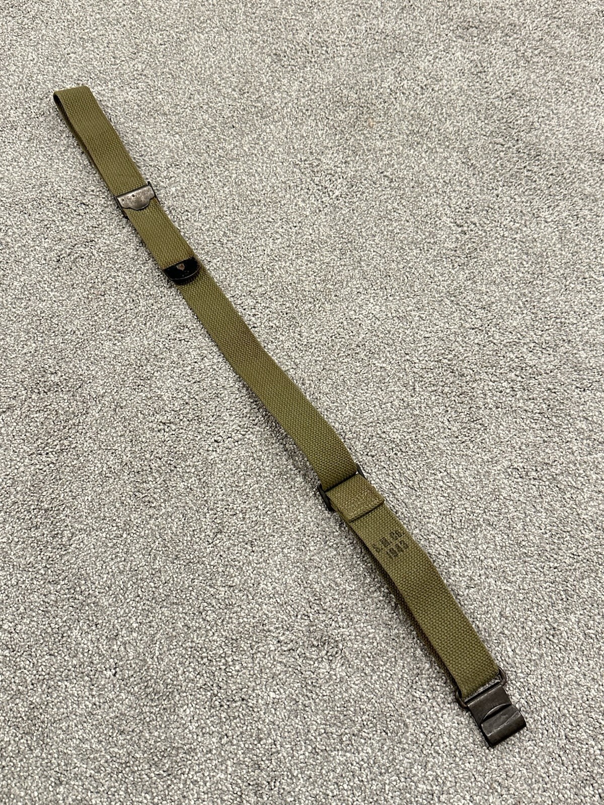 Original WWII M1 Garand Rifle Web Sling, S.M. Co. 1943, Light Green OD3