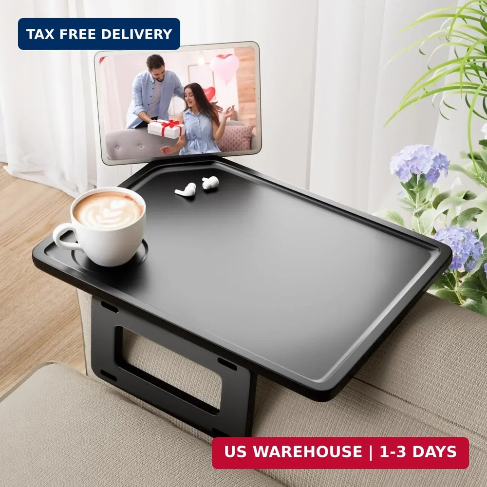 Smatdecis Couch Arm Tray Table Sofa Arm Clip Table, Armrest Tray Table Suitable