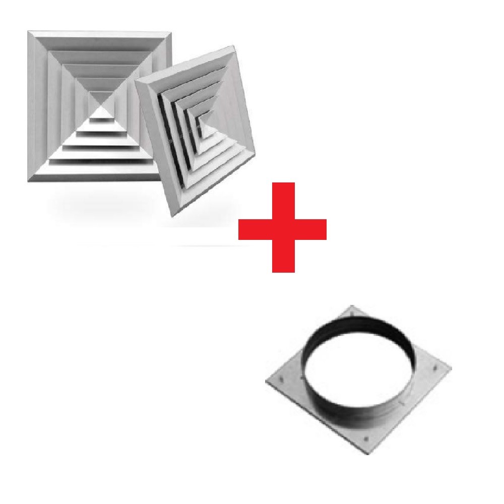 DUCT SQUARE CELILING AIR DIFFUSER/ ALUMINUM WITH ADAPTER   Mode:BD4 375x375mm