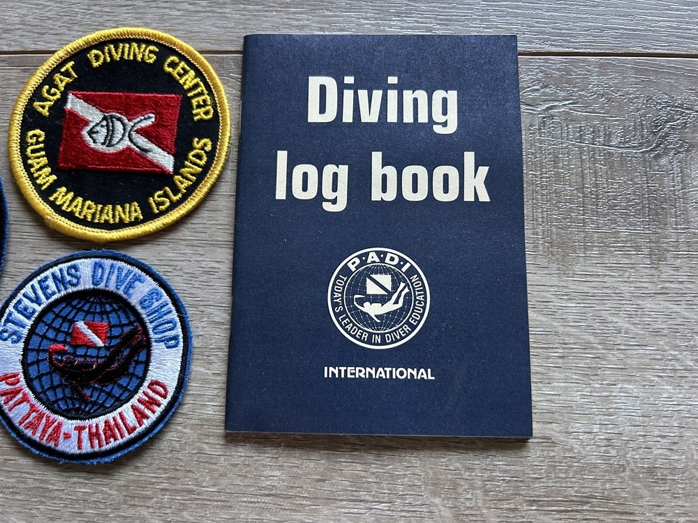 P.A.D.I. Diving Log Book & Open Water Diving Diver Patch Lot