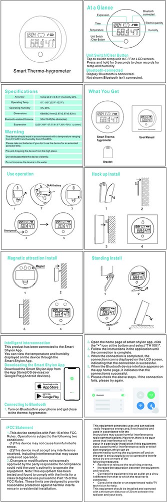 Digital Hygrometer Thermometer Bluetooth Smart Temperature Humidity Sensor Meter