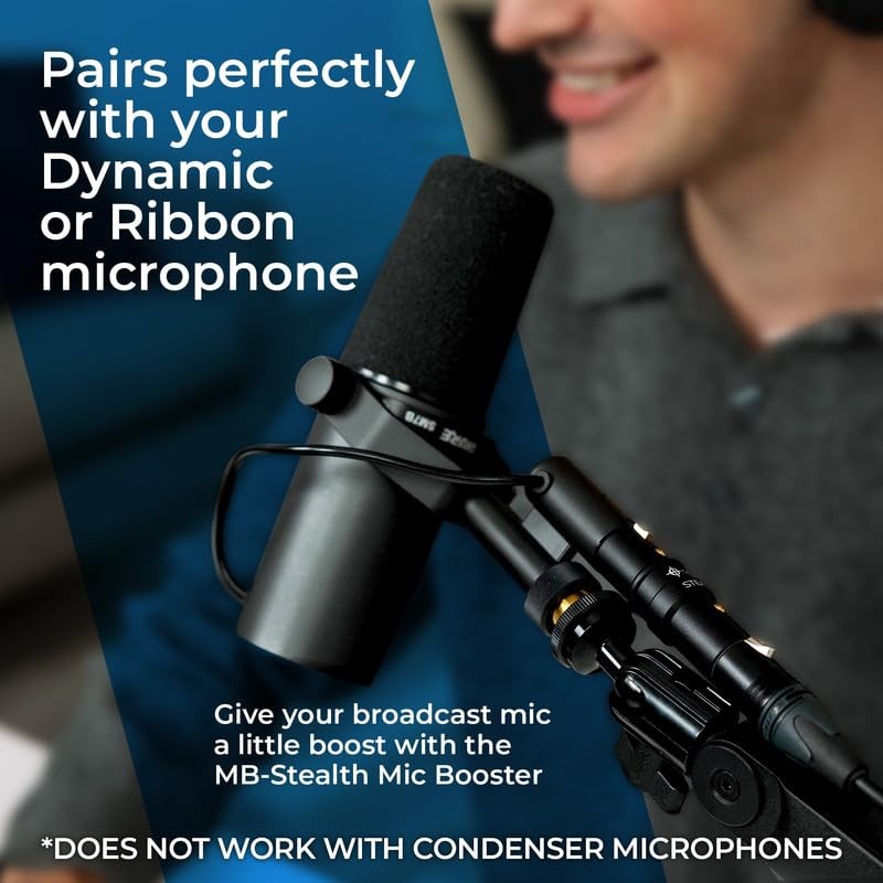 InLine Microphone Preamp with 48V Phantom Power, 28dB Gain Boost for Mics