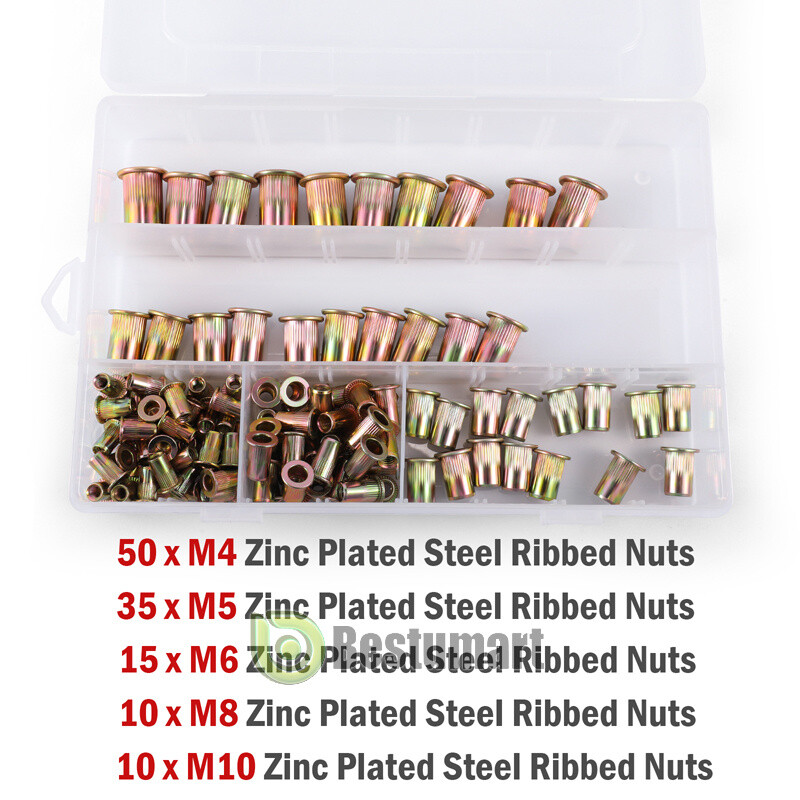 120pcs Rivet Nut Kit Rivnut Gun Nut Setter Thread Setting Nutsert Tool Metri+Box