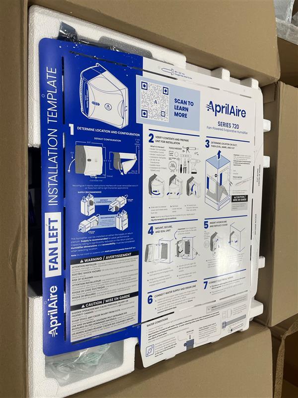 AprilAire 720A Whole-House Fan-Powered Evaporative Automatic Humidifier OPEN BOX
