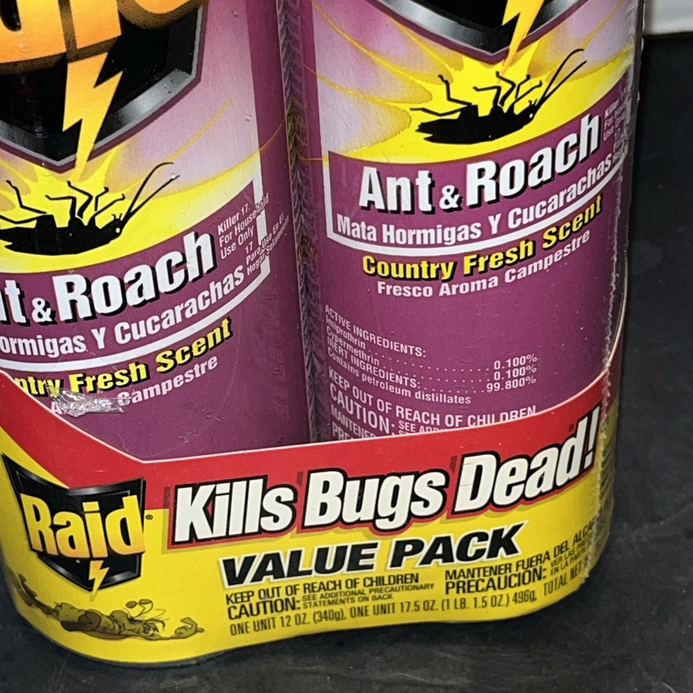 (2) Raid Ant Roach Killer Country Fresh Scent Attack Control Prevent Bugs NOS