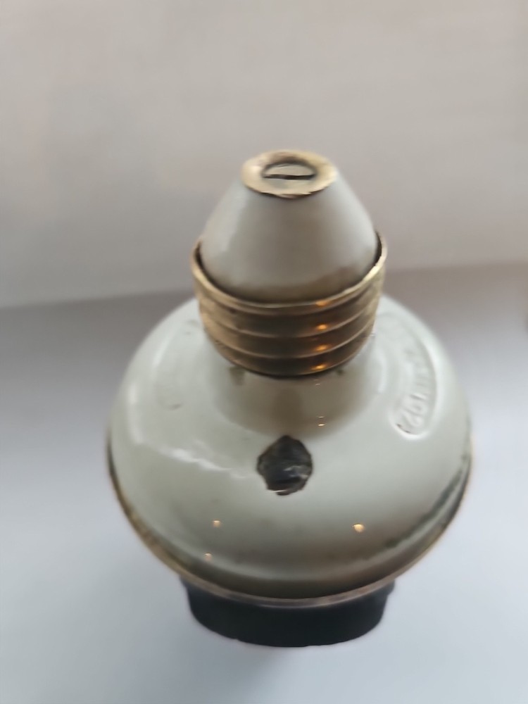 1908 Benjamin porcelain and brass double bulb socket adapter