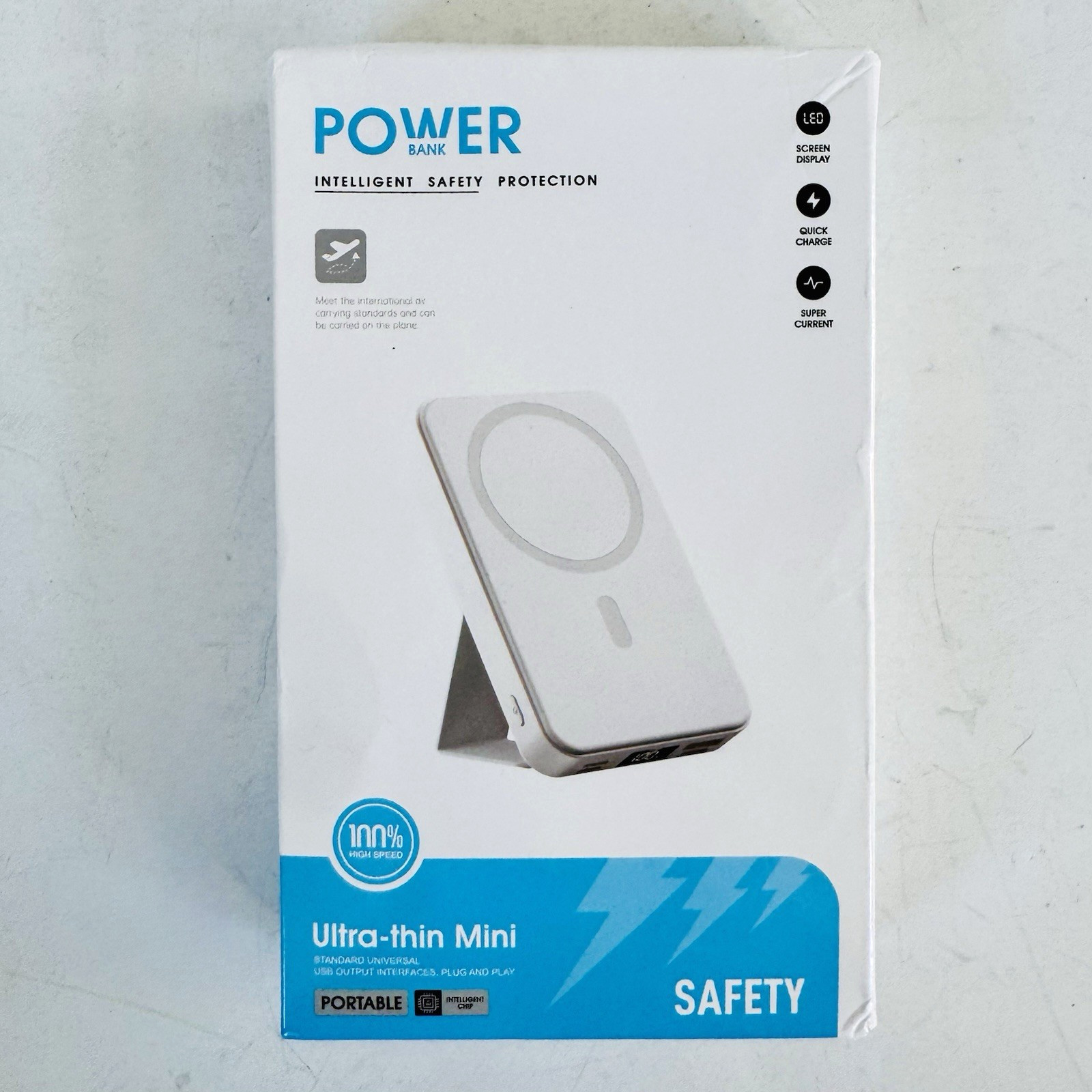 Ultra-thin Mini Power Bank Portable Quick Charge LED Display Super Current Black