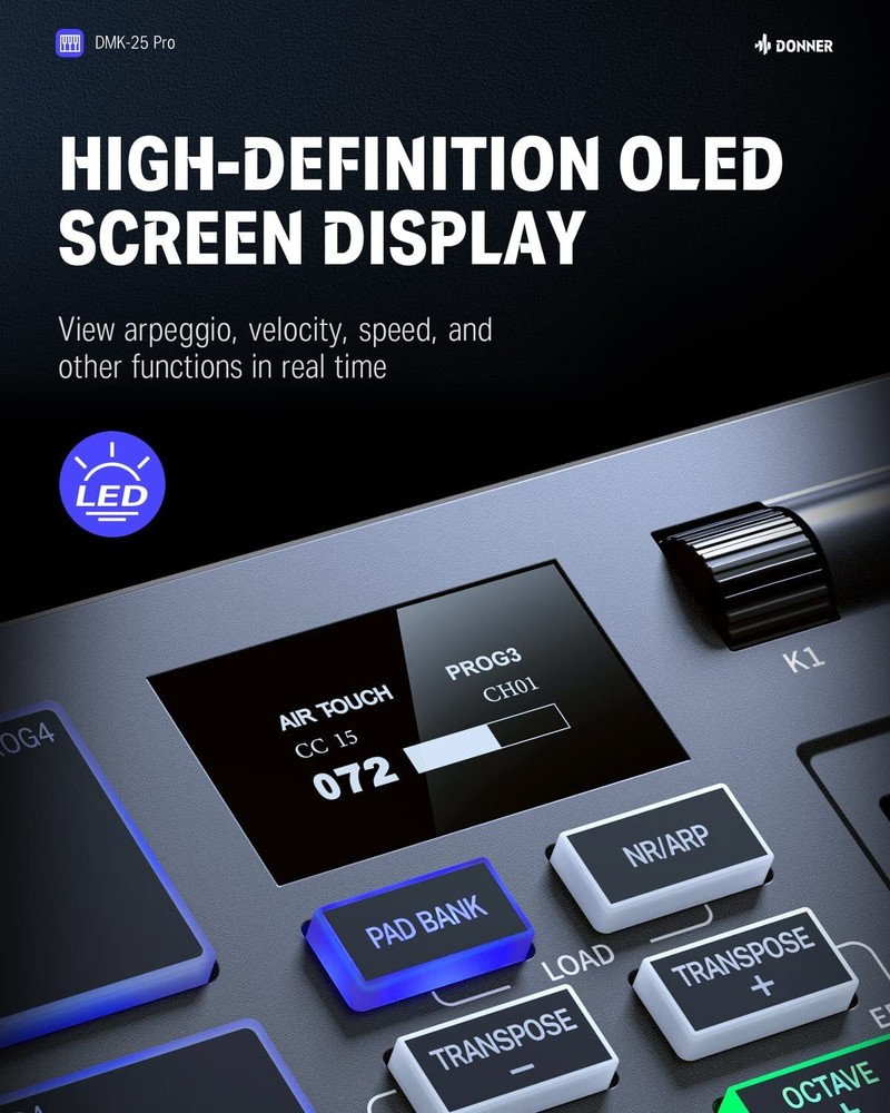 Donner USB-C MIDI Keyboard DJ Controller OLED 25Key 8Drum Pad Touch Bar | Refurb