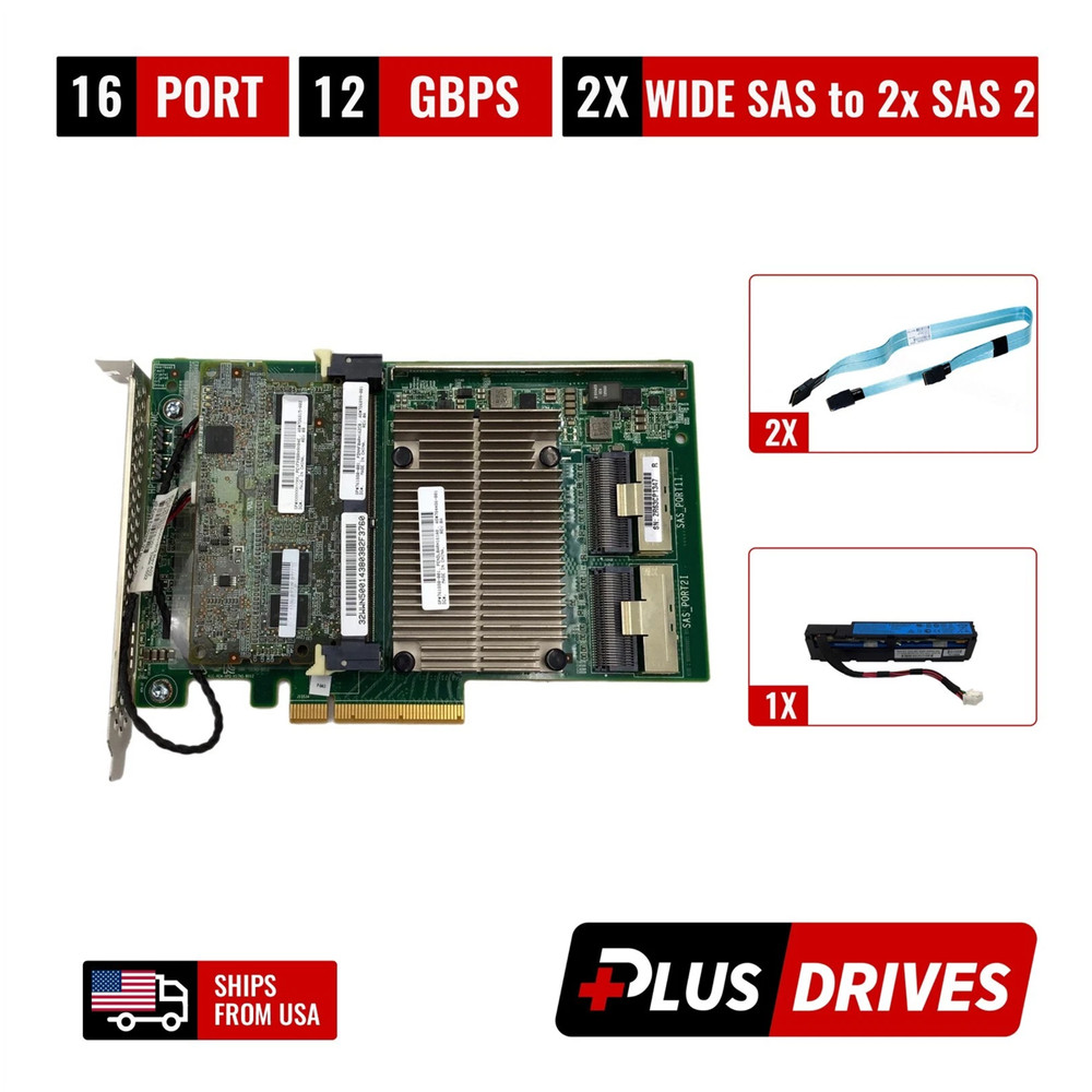 12 Gb/s SAS 3 RAID controller PCIe3 x8 w/ Cache 4GB module + Cables & BBU