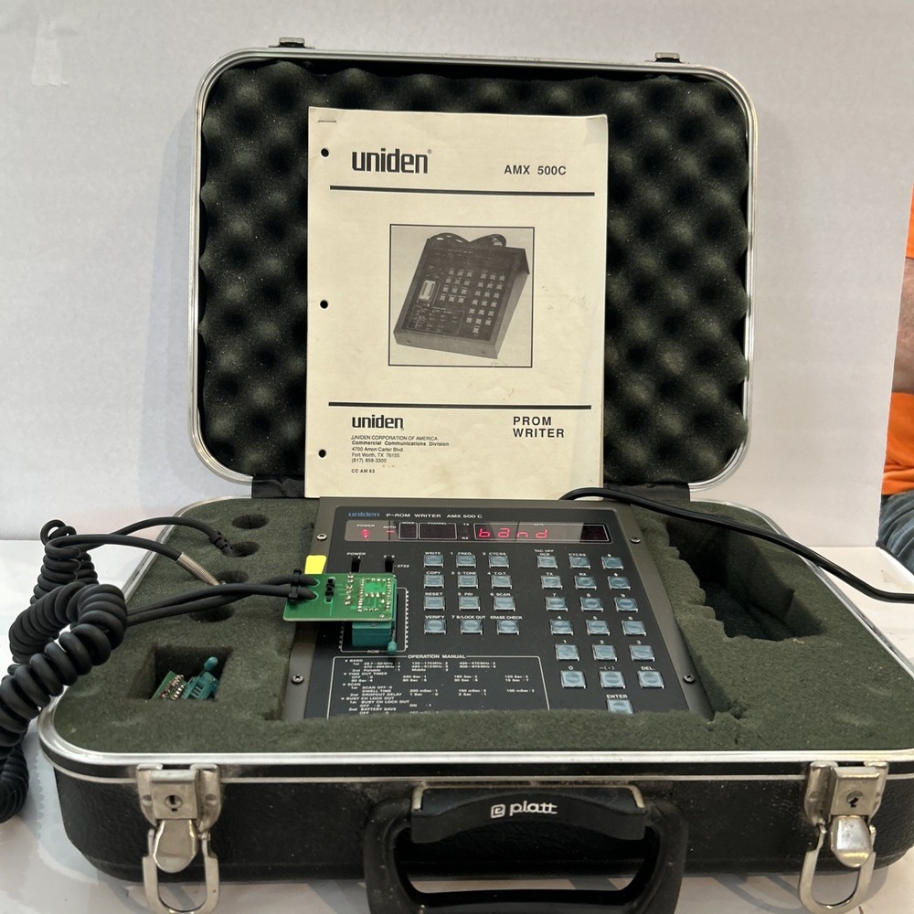 Vintage Uniden P-Rom Writer AMX 500C - w/programming cable, Instructions & Case