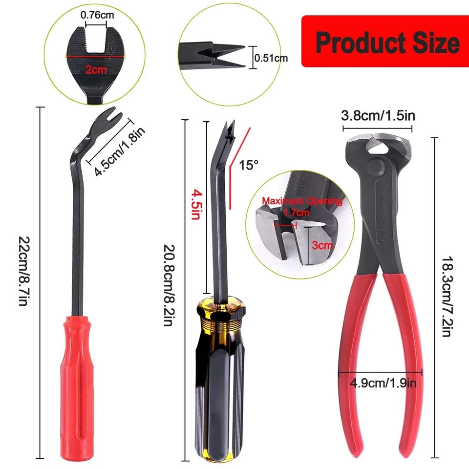 3Pcs Upholstery and Construction Staple Remover with Heavy Duty Staple Puller