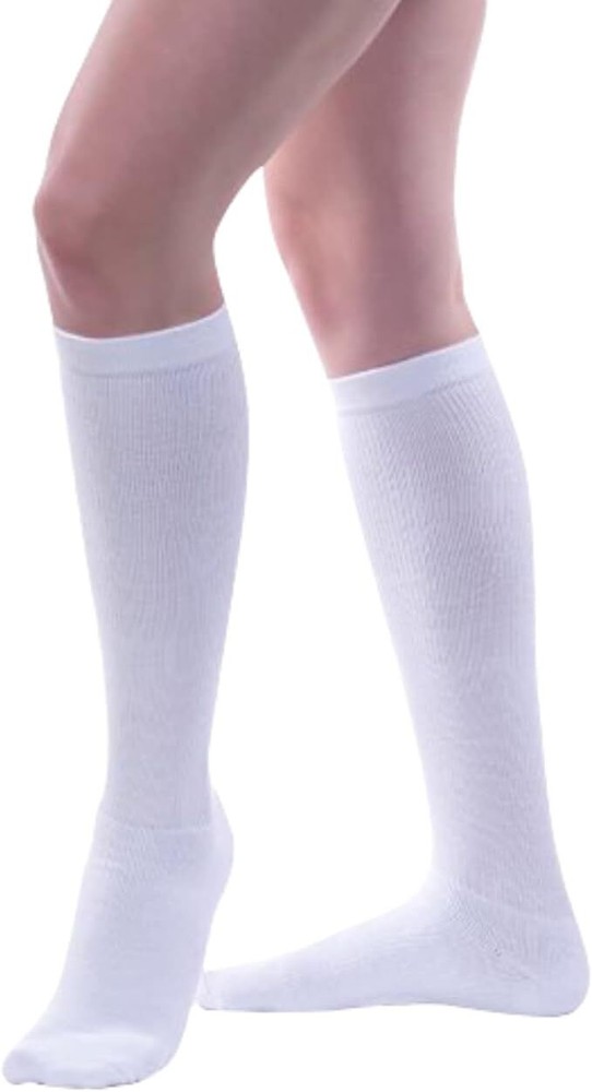 Allegro Athletic CoolMax Compression Socks, Closed Toe, Medium 15-20mmHg (White)