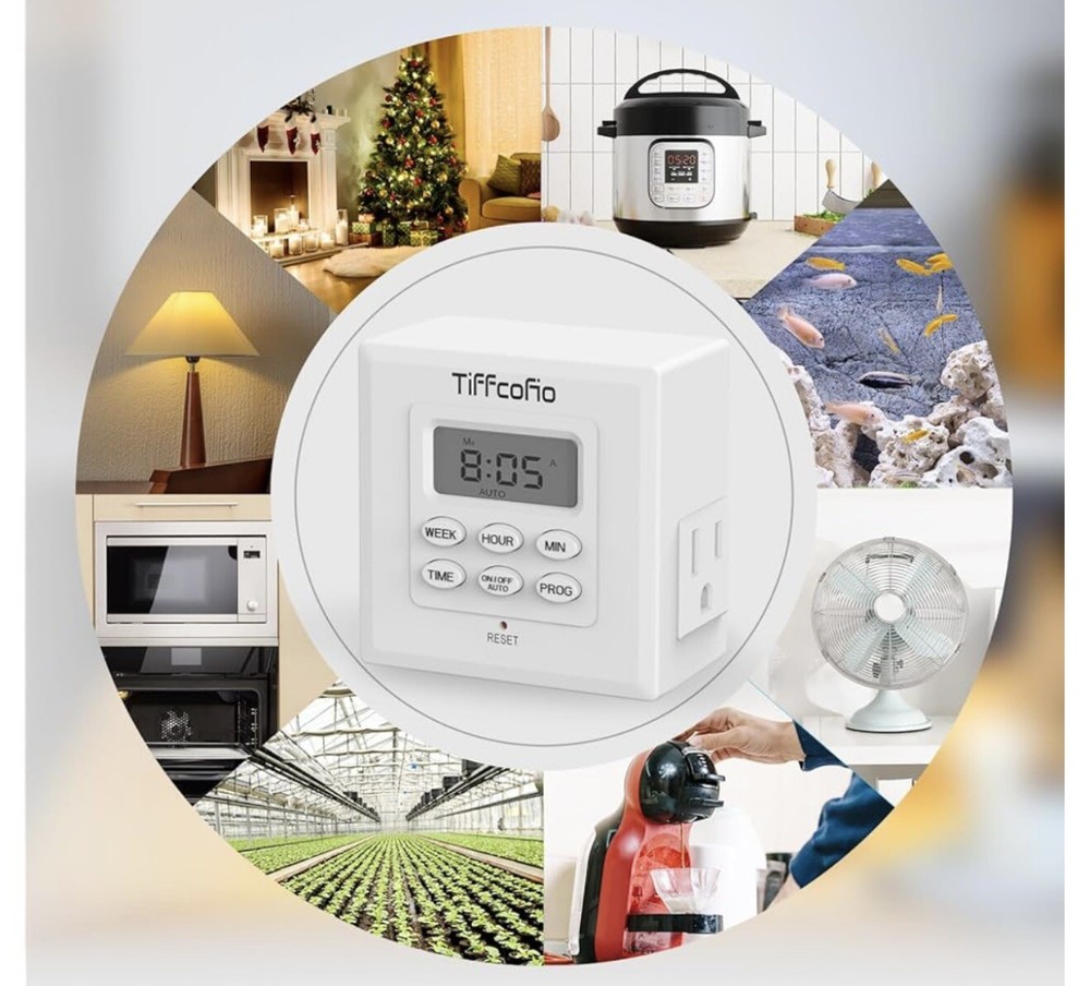 Indoor Digital Light Timer, 7 Day Programmable Plug in Outlet 2...
