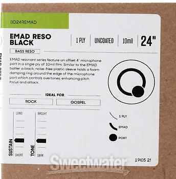 Evans EMAD Resonant Bass Drumhead - 24" - Ebony