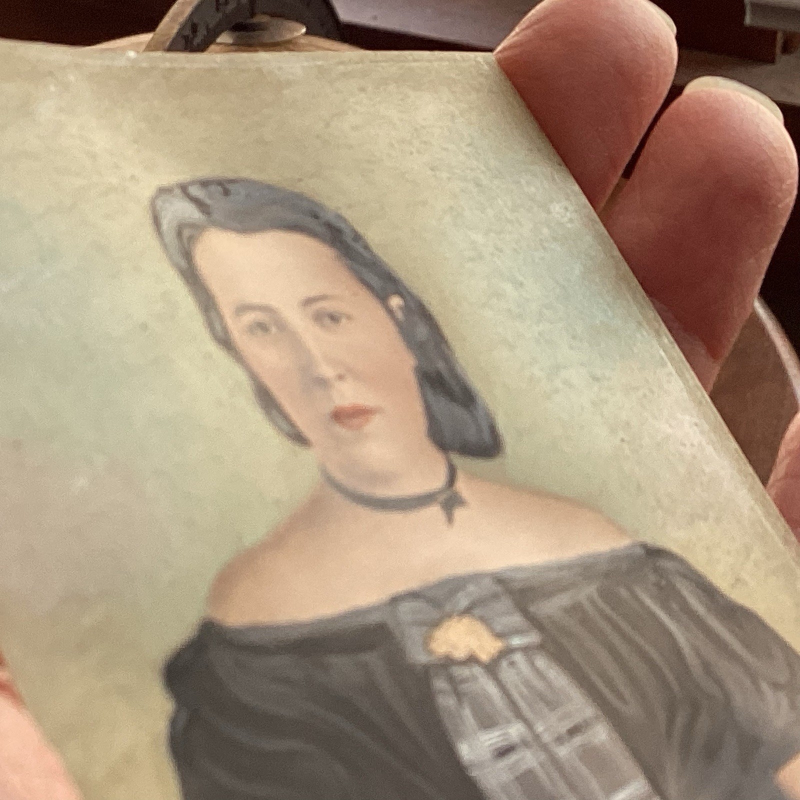 Pair Hand Painted Victorian Portrait Photos Detailed 1890’s Mother Daughter?