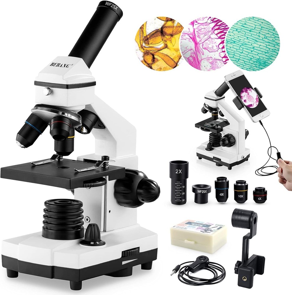 Microscope Adults Kids 100X-2000X Compound Microscope W/ Microscope Slides