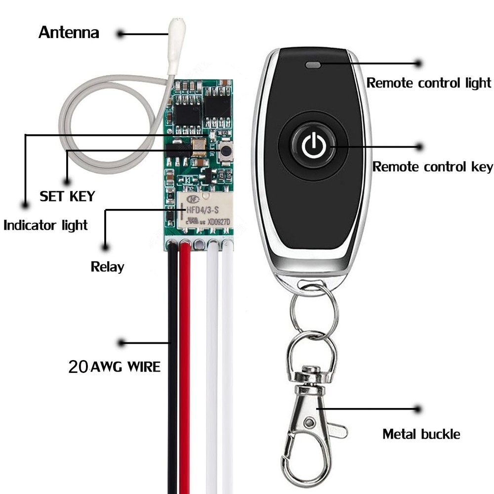 Mini Remote RF Switch 12V ON OFF Dry Contact 2A Relay Wireless Long Range