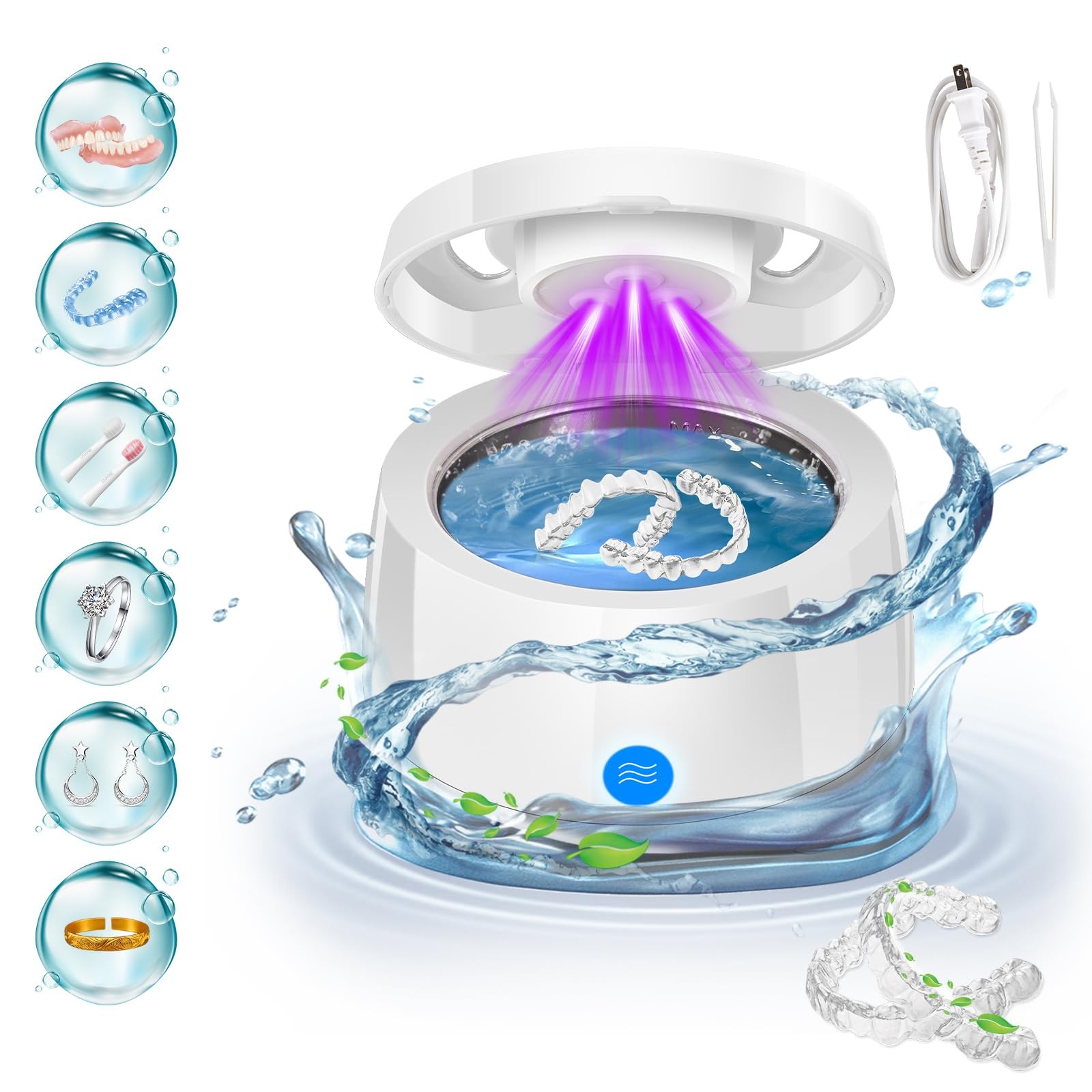 Ultrasonic Retainer Cleaner,Denture Cleaner Machine for Night Guard,Mouth Gua...