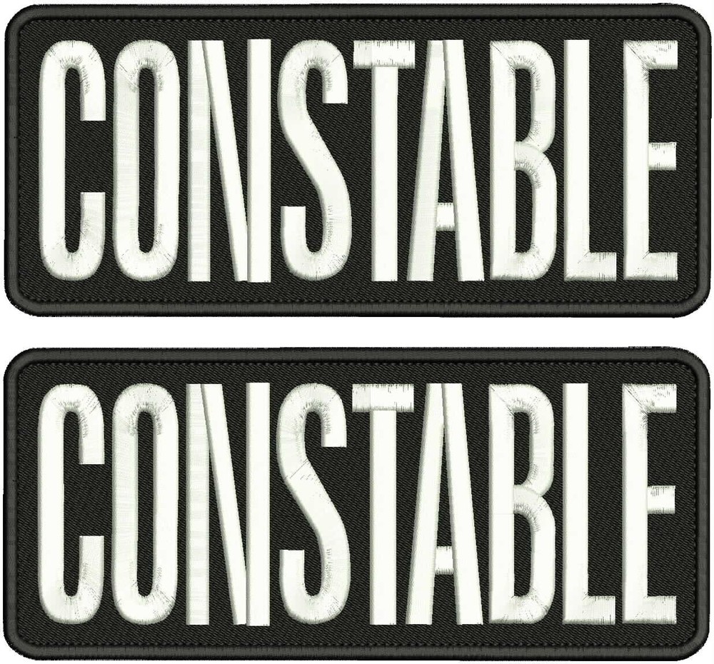 2CONSTABLE Embroidery Patches 4x10 hook white
