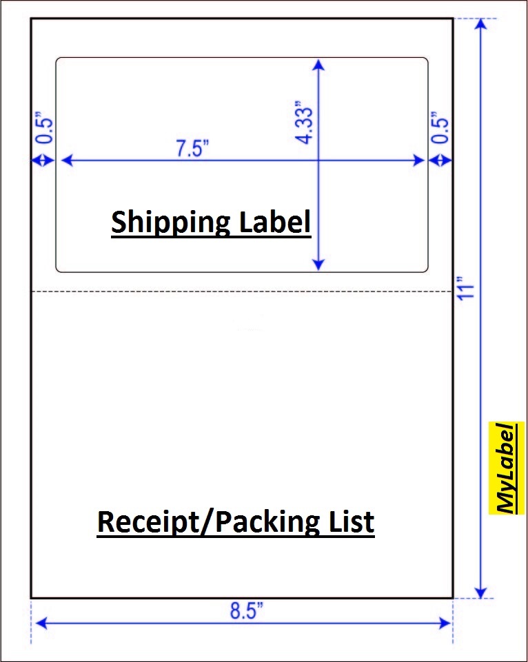 100pcs Half sheet w/ receipt Shipping Label
