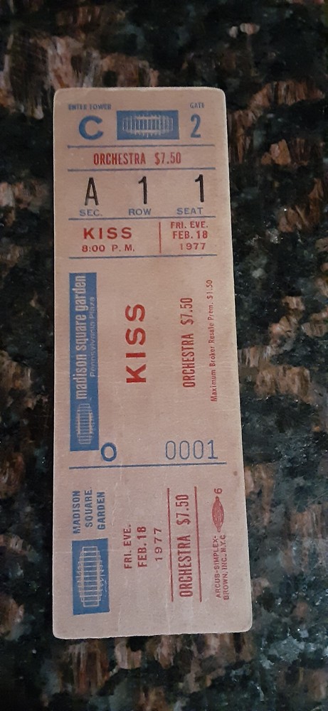 (4) Kiss Ticket Stubs (First Concert MSG 2.18.77) / 12.14.77-12.15.77-12.16.77